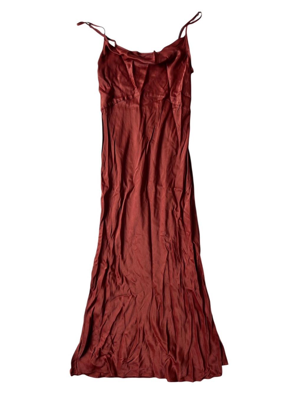 ANTHROPOLOGIE BURNT ORANGE MAXI DRESS COWL NECK WOMENS SMALL